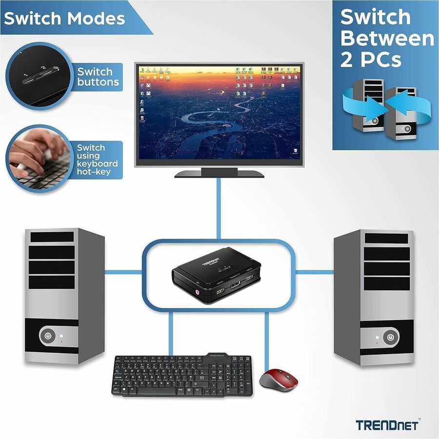 Commutateur KVM DisplayPort 4K TRENDnet à 2 ports TK-220DPi (v1.0R) TK-220DPI