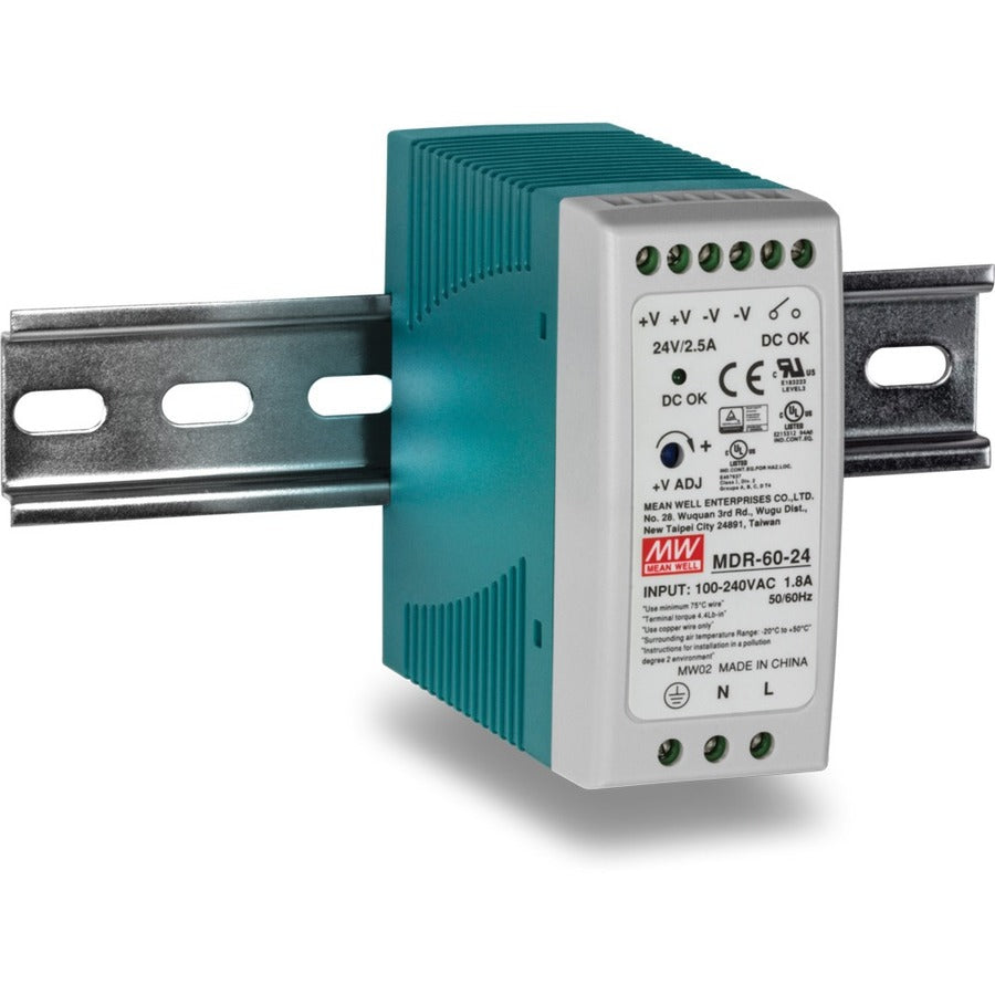 TRENDnet 60 W Single Output Industrial DIN-Rail Power Supply, Universal AC Input, Extreme -20 to 70 &deg;C (-4 to 158 &deg;F) Operating Temp, TI-M6024 TI-M6024