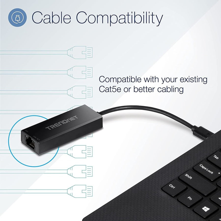 TRENDnet USB-C 3.1 To 2.5GBase-T Ethernet Adapter, IEEE 802.3bz 2.5GBASE-T Compliant, Supports Up to 2.5Gbps connection Speeds, Supports 802.1p (CoS) And 802.1Q (VLAN), Black, TUC-ET2G TUC-ET2G