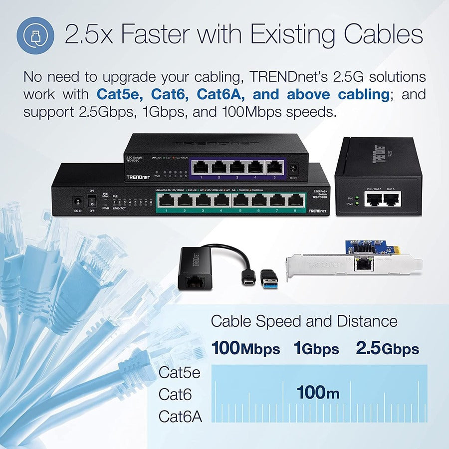 TRENDnet USB-C 3.1 To 2.5GBase-T Ethernet Adapter, IEEE 802.3bz 2.5GBASE-T Compliant, Supports Up to 2.5Gbps connection Speeds, Supports 802.1p (CoS) And 802.1Q (VLAN), Black, TUC-ET2G TUC-ET2G