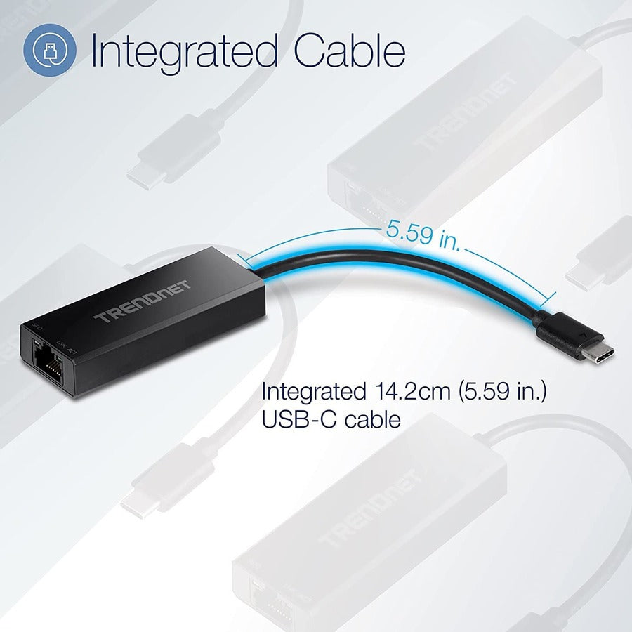 TRENDnet USB-C 3.1 To 2.5GBase-T Ethernet Adapter, IEEE 802.3bz 2.5GBASE-T Compliant, Supports Up to 2.5Gbps connection Speeds, Supports 802.1p (CoS) And 802.1Q (VLAN), Black, TUC-ET2G TUC-ET2G