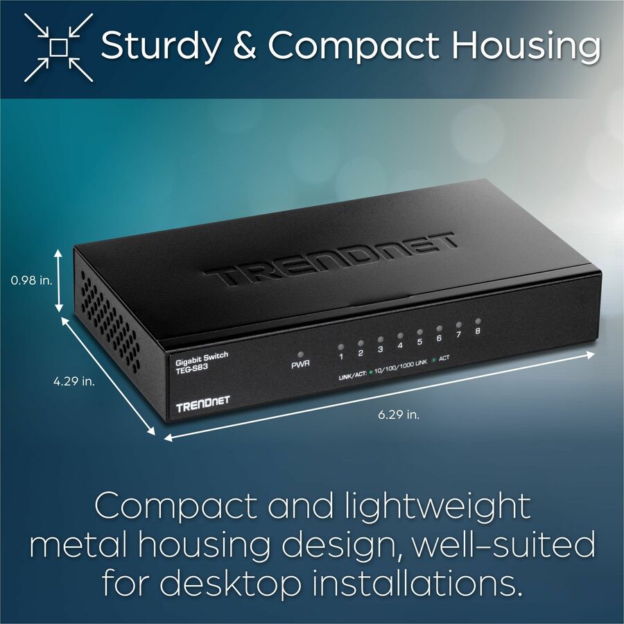 Commutateur de bureau Gigabit à 8 ports TRENDnet TEG-S83