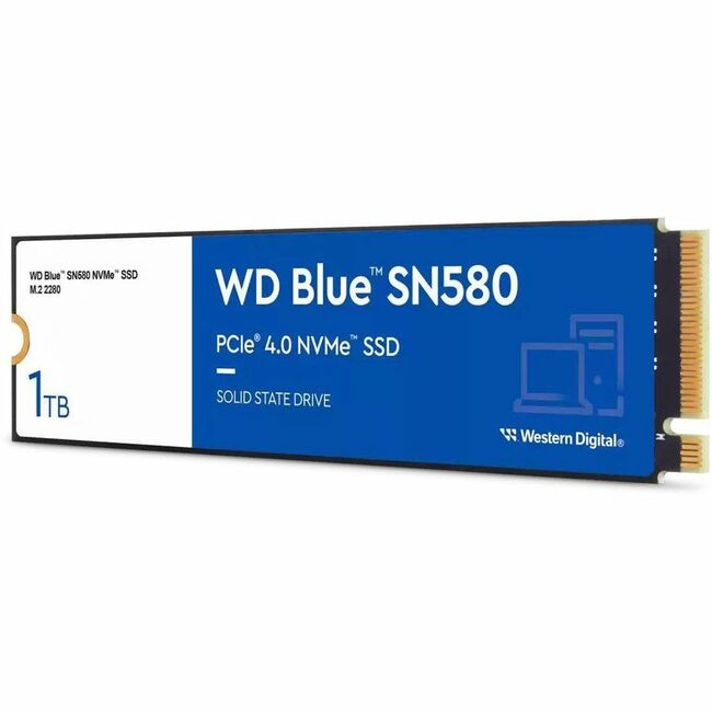 WD Blue SN580 WDS100T3B0E 1 TB Solid State Drive - M.2 2280 Internal - PCI Express NVMe (PCI Express NVMe 4.0 x4) - Blue WDS100T3B0E