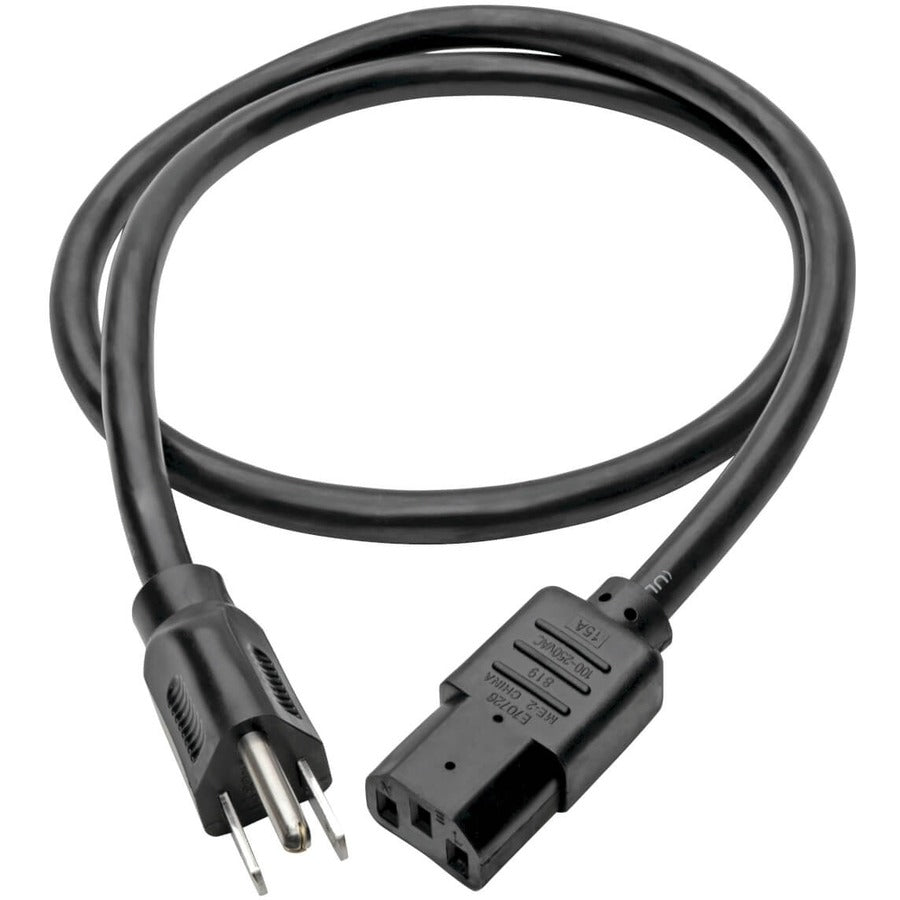 Tripp Lite 3ft Computer Power Cord Cable 5-15P to C13 Heavy Duty 15A 14AWG 3' P007-003