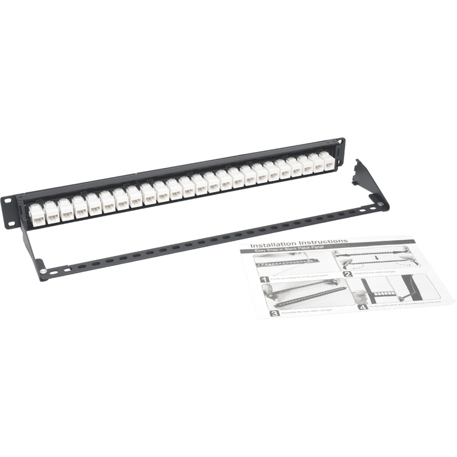 Tripp Lite 24-Port Cat6a Patch Panel Feedthrough Rackmount RJ45 Ethernet 1U N254-024-6A