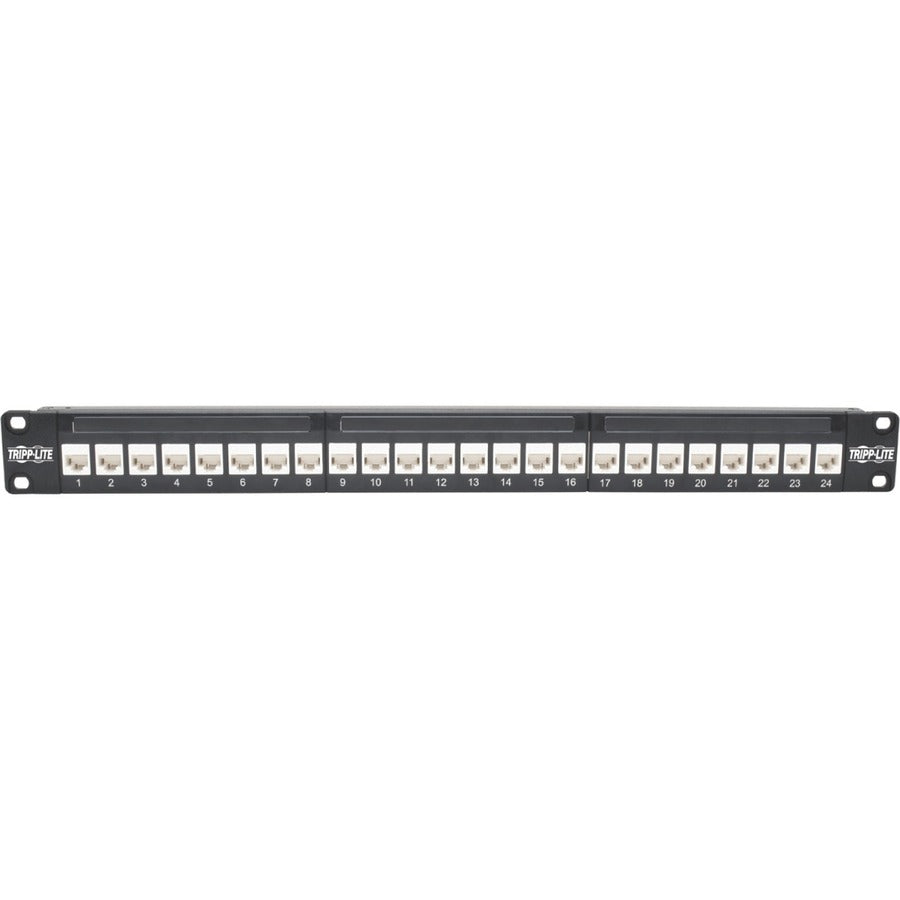 Tripp Lite 24-Port Cat6a Patch Panel Feedthrough Rackmount RJ45 Ethernet 1U N254-024-6A