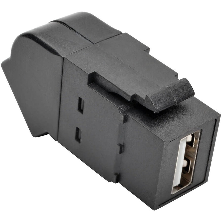 Tripp Lite by Eaton USB 2.0 All-in-One Keystone/Panel Mount Angled Coupler (F/F), Black U060-000-KPA-BK