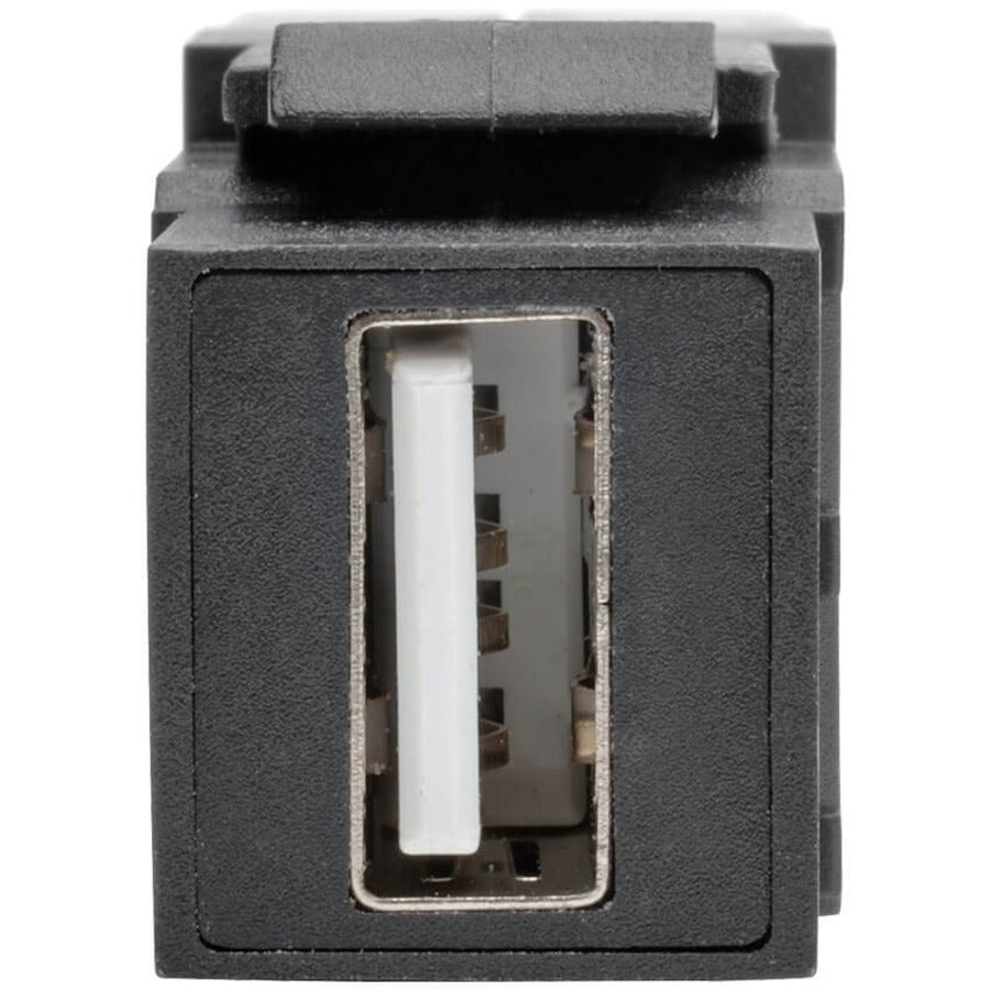 Tripp Lite by Eaton USB 2.0 All-in-One Keystone/Panel Mount Angled Coupler (F/F), Black U060-000-KPA-BK