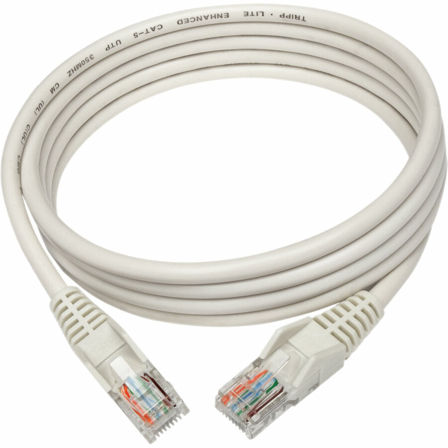 Tripp Lite by Eaton Cat5e 350 MHz Snagless Molded UTP Patch Cable (RJ45 M/M), White, 15 ft. N001-015-WH