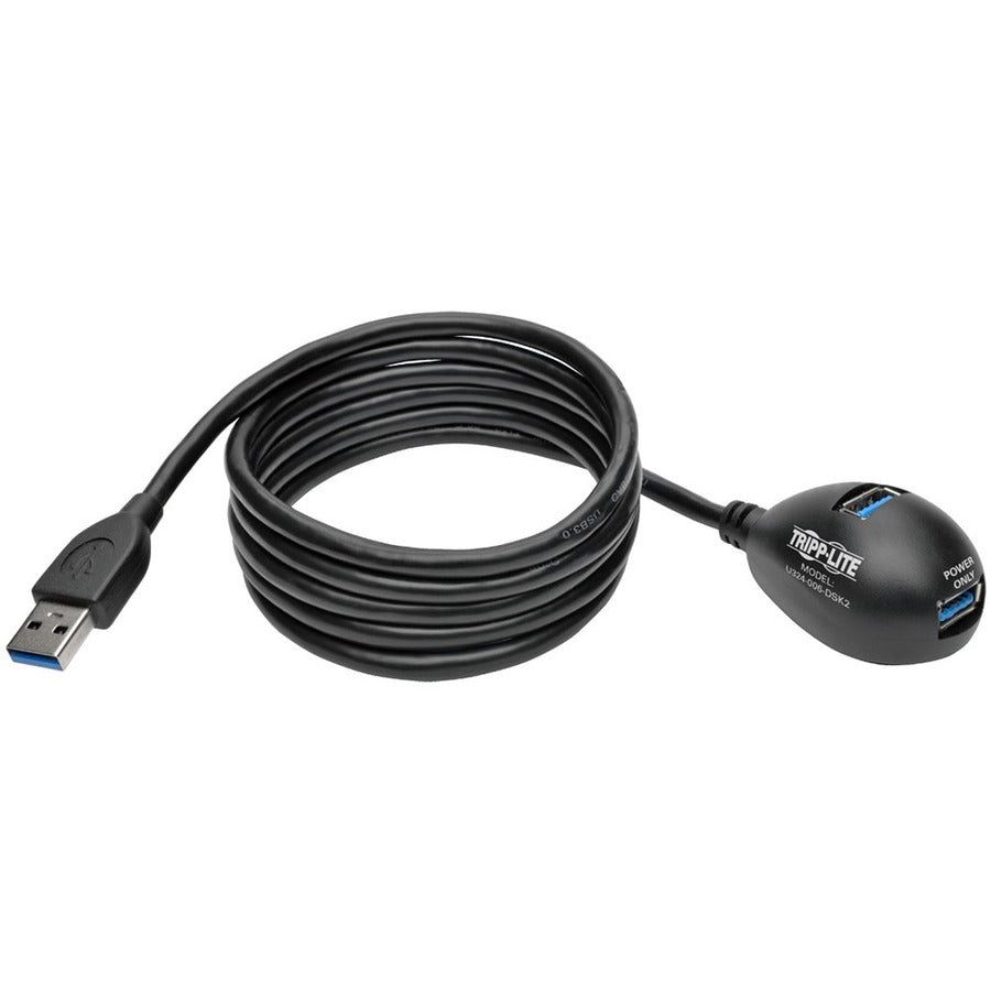 Tripp Lite by Eaton 2-Port USB 3.0 SuperSpeed Desktop Extension Cable (M/2xF), 6 ft U324-006-DSK2