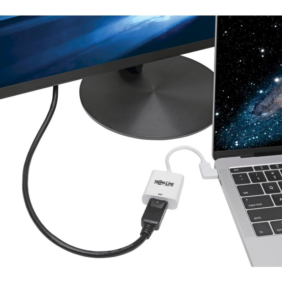 Tripp Lite by Eaton U444-06N-DP-RA Adaptateur USB-C vers DisplayPort à angle droit, M/F, Blanc U444-06N-DP-RA