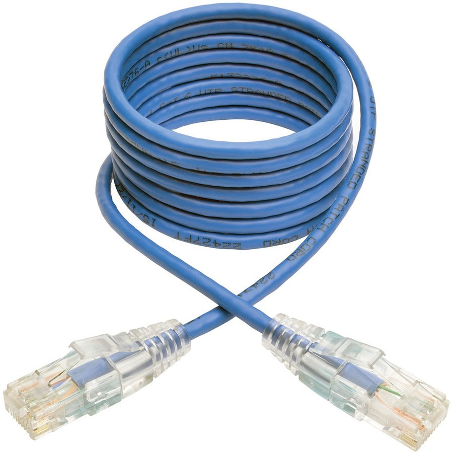 Tripp Lite by Eaton Cat6 Gigabit Snagless Moulé Slim UTP Câble de raccordement (RJ45 M/M), Bleu, 1,5 m N201-S05-BL