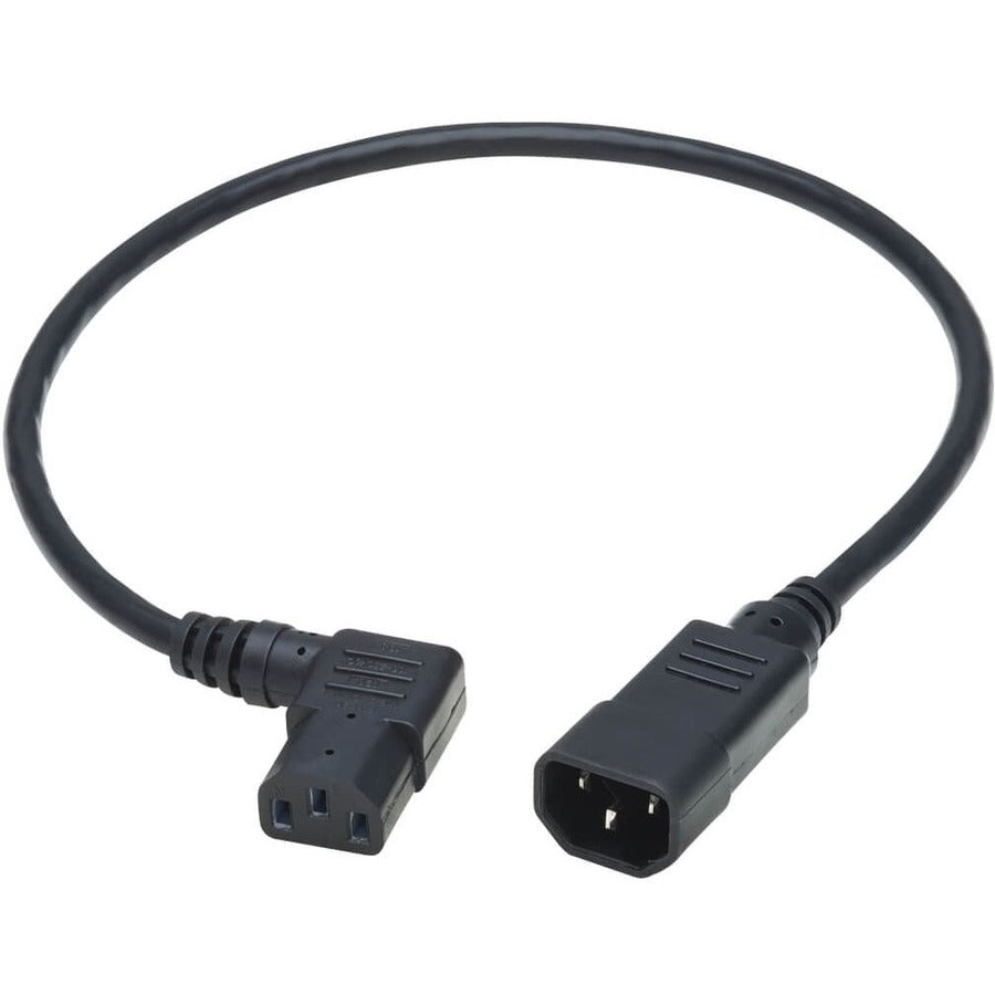 Tripp Lite 2ft Computer Power Cord Extension Cable C14 to Right Angle C13 10A 18AWG 2' P004-002-13RA