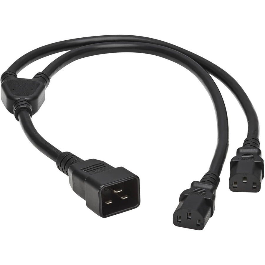 Tripp Lite 2ft Power Cord Y Splitter Cable C20 to 2xC13 Heavy Duty 15A 14AWG 2' P032-002-2C13