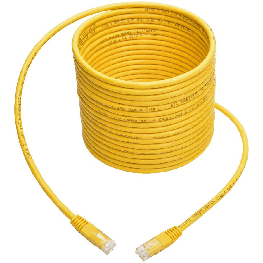 Tripp Lite by Eaton Cat6 Gigabit Molded Patch Cable (RJ45 M/M), Yellow, 25 ft N200-025-YW