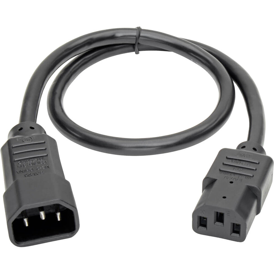 Tripp Lite 2ft Computer Power Cord Extension Cable C14 to C13 13A 16AWG 2' P004-002-13A