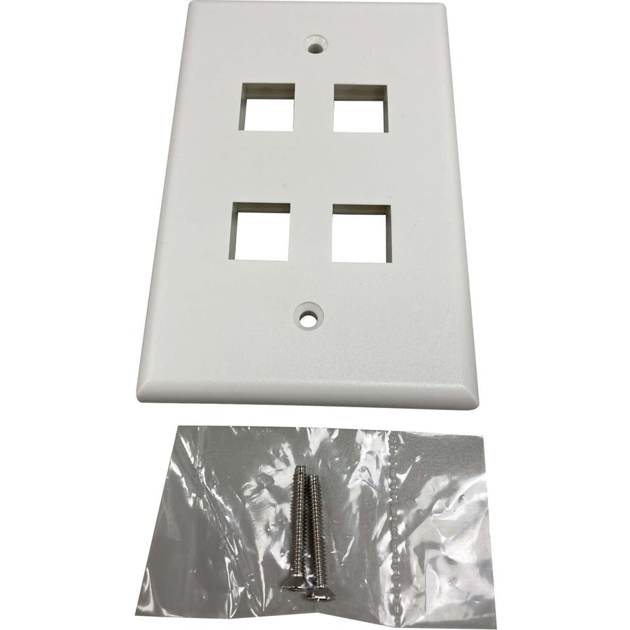 Tripp Lite by Eaton Safe-IT Plaque murale Keystone simple à 4 ports, antibactérienne, ivoire mat, TAA N042AB-004-IVM