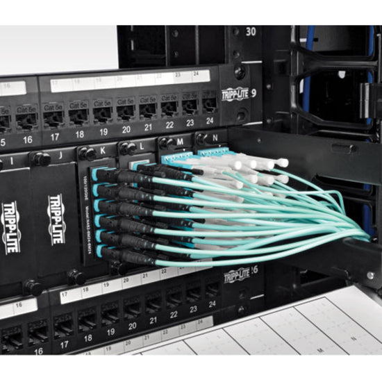 Tripp Lite by Eaton 2 Meter MTP / MPO Patch Cable, 12 Fiber, 40GbE Aqua OM3 Plenum N844-02M-12-P