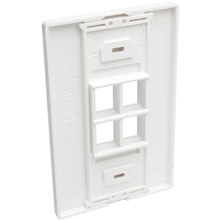 Tripp Lite by Eaton 4-Port Single-Gang Universal Keystone Wallplate, White N080-104