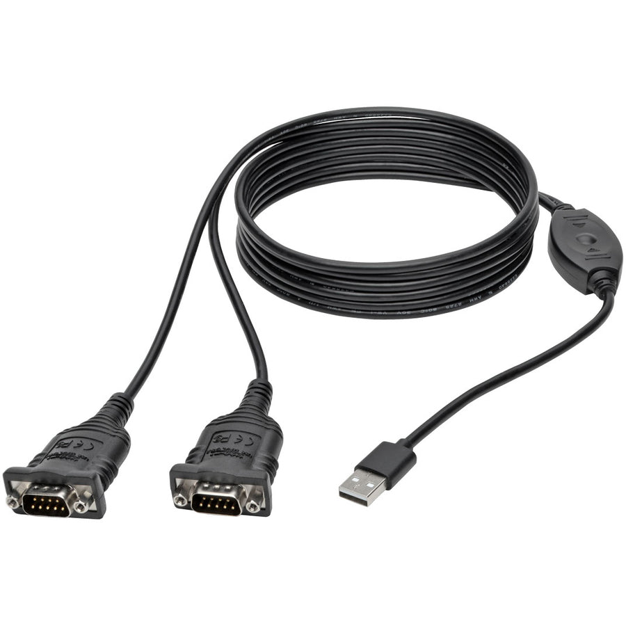 Tripp Lite by Eaton 2-Port USB to DB9 Serial FTDI Adapter Cable with COM Retention (M/M), 6 ft U209-006-2