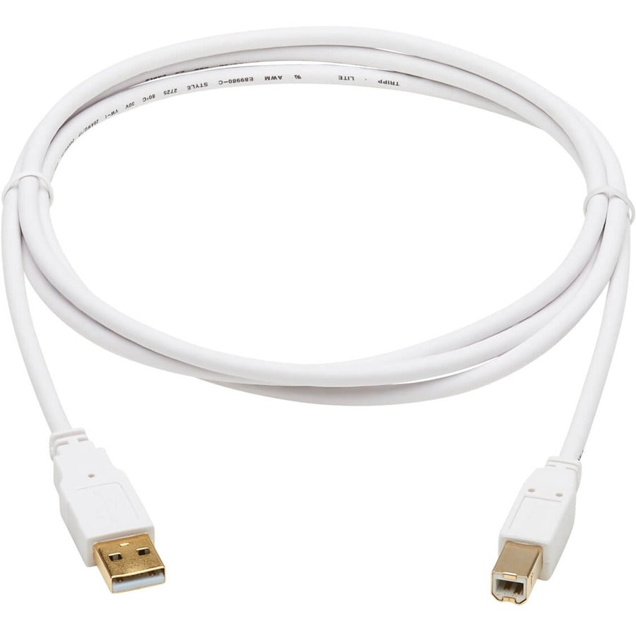 Tripp Lite Safe-IT USB-A to USB-B Antibacterial Cable (M/M), USB 2.0, White, 6 ft. U022AB-006-WH