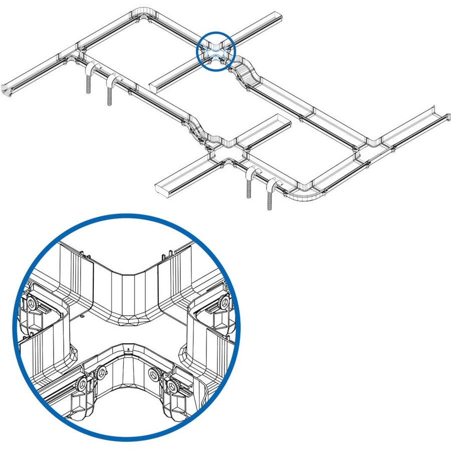 Tripp Lite by Eaton Toolless Horizontal 4-Way Junction for Fiber Routing System, 120 mm (5 in) SRFC5JUNT4