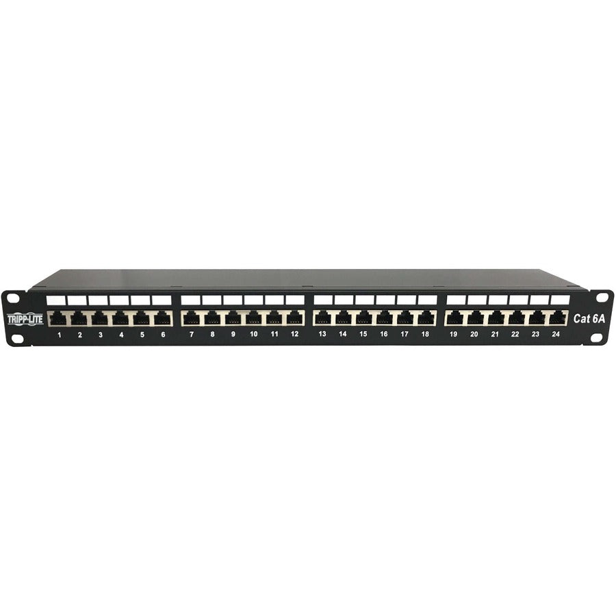 Panneau de brassage blindé Tripp Lite by Eaton 24 ports Cat6a - 10 Gbit/s, STP, 110 Punch Down, RJ45, 1U, TAA N252-024-6A-SH