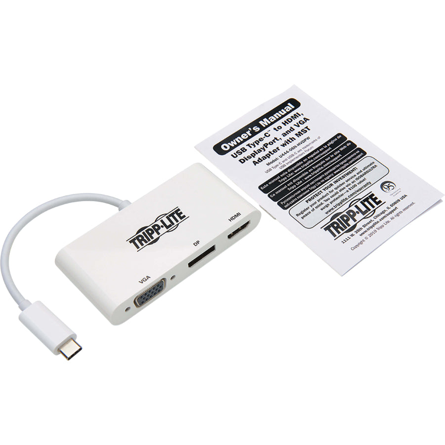 Tripp Lite by Eaton U444-06N-HVDPW Adaptateur multiport USB-C - HDMI/DisplayPort/VGA, Blanc U444-06N-HVDPW