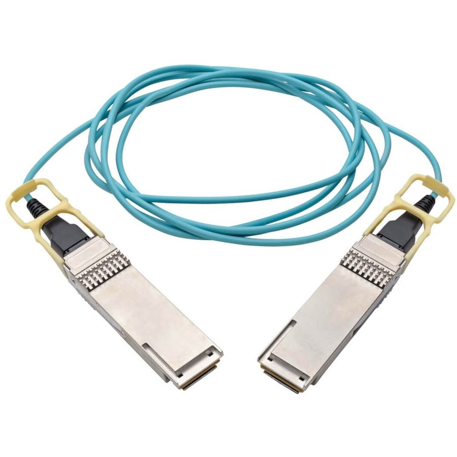 Tripp Lite by Eaton QSFP28 to QSFP28 Active Optical Cable - 100GbE, AOC, M/M, Aqua, 1 m (3 ft.) N28H-01M-AQ