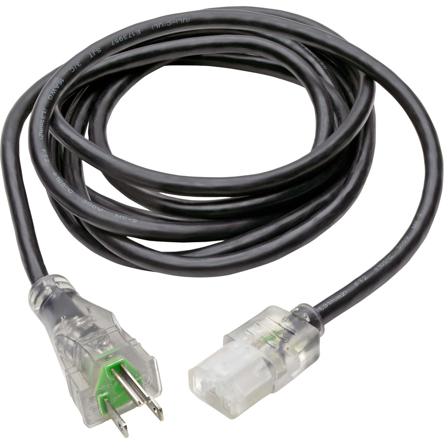 Tripp Lite 10ft Computer Power Cord Hospital Medical Cable 5-15P to C13 Clear 10A 18AWG 10' P006-010-HG13CL