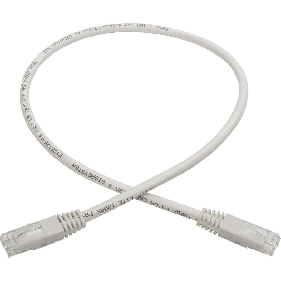 Tripp Lite by Eaton Cat6 Gigabit Molded Patch Cable (RJ45 M/M), White, 2 ft N200-002-WH