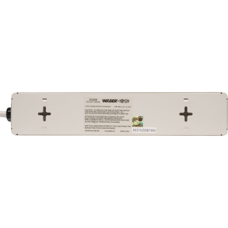 Tripp Lite Waber Surge Protector Strip 6 outlet 6' Cord 1050 Joules DG206