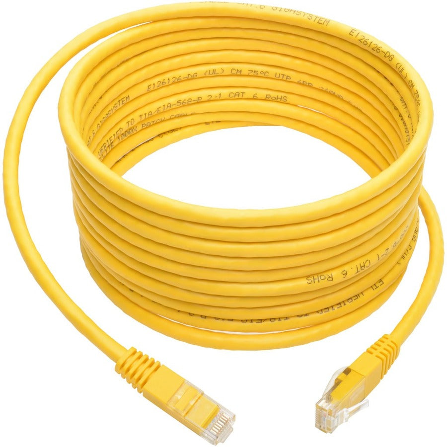 Tripp Lite by Eaton Cat6 Gigabit Molded Patch Cable (RJ45 M/M), Yellow, 15 ft N200-015-YW