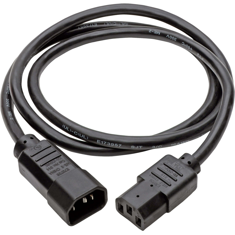 Tripp Lite 3ft Computer Power Cord Extension Cable C14 to C13 13A 16AWG 3' P004-003-13A