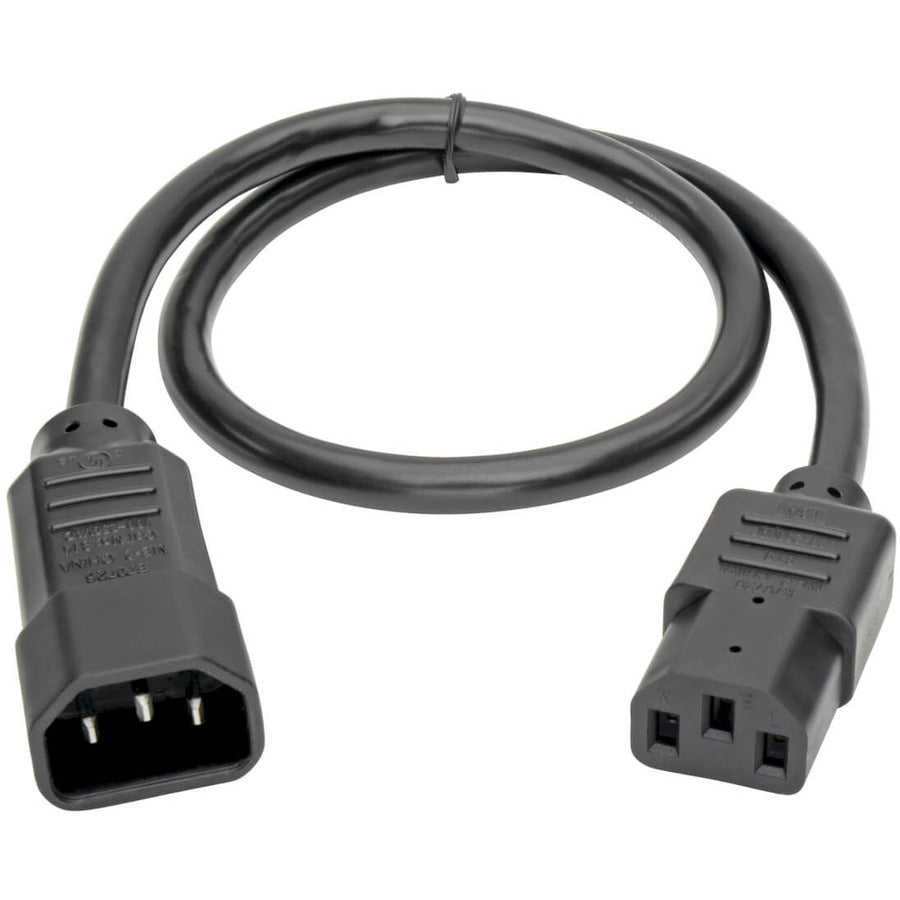 Tripp Lite 2ft Computer Power Cord Extension Cable C14 to C13 10A 18AWG 2' P004-002