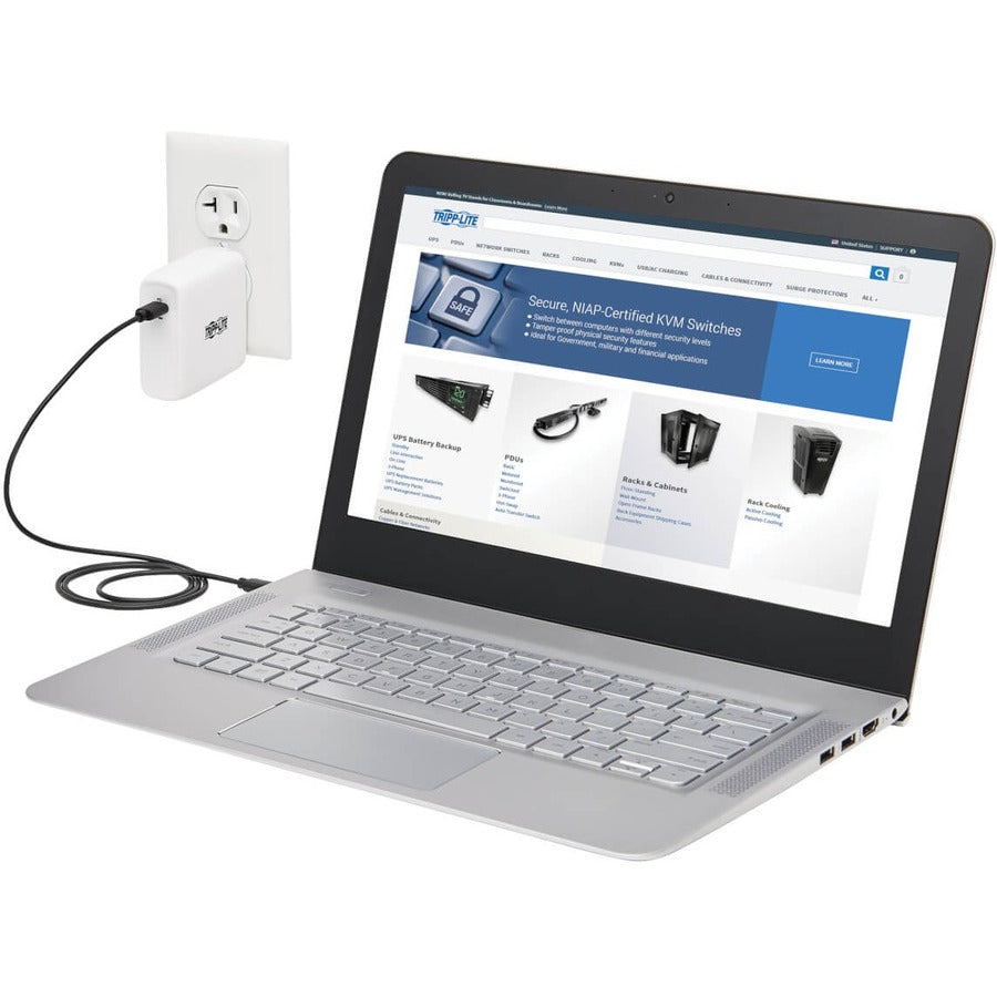Tripp Lite by Eaton Compact 1-Port USB-C Wall Charger - GaN Technology, 100W PD3.0 Charging, White U280-W01-100C1G