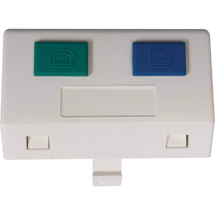 Tripp Lite by Eaton 2-Port European-Style Insert, Unloaded Shuttered Angled Module, Icon Tabs, White N042E-WM2-SAT