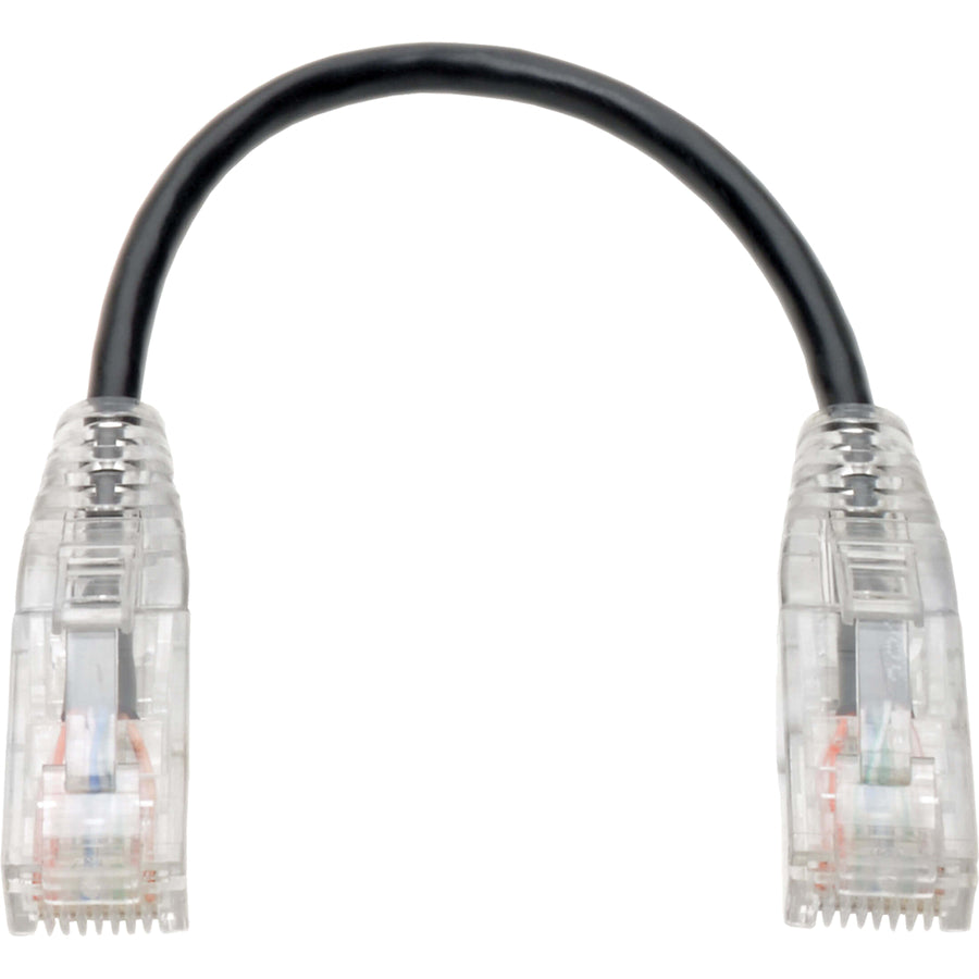 Câble de brassage UTP Tripp Lite by Eaton Cat6 (RJ45) - M/M, Gigabit, sans accroc, moulé, fin, noir, 8 po N201-S8N-BK