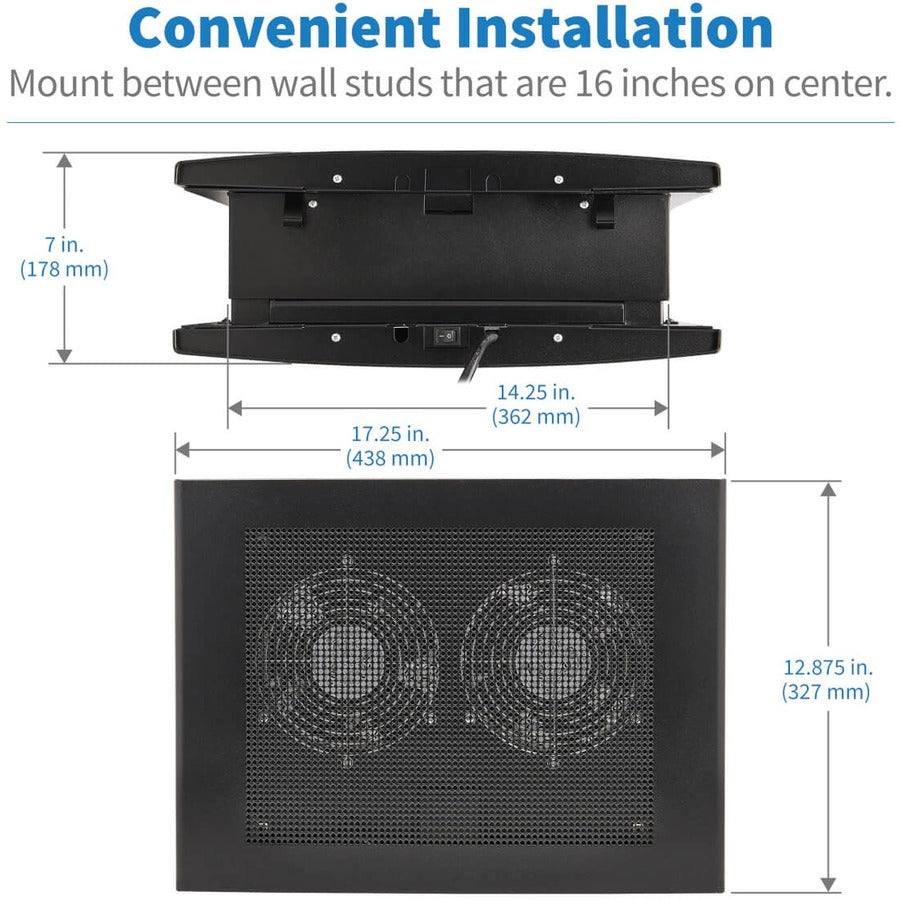 Tripp Lite by Eaton câblage ventilateur d'extraction de placard, 475 CFM, entrée NEMA 5-15P, noir SRCLOSETFAN