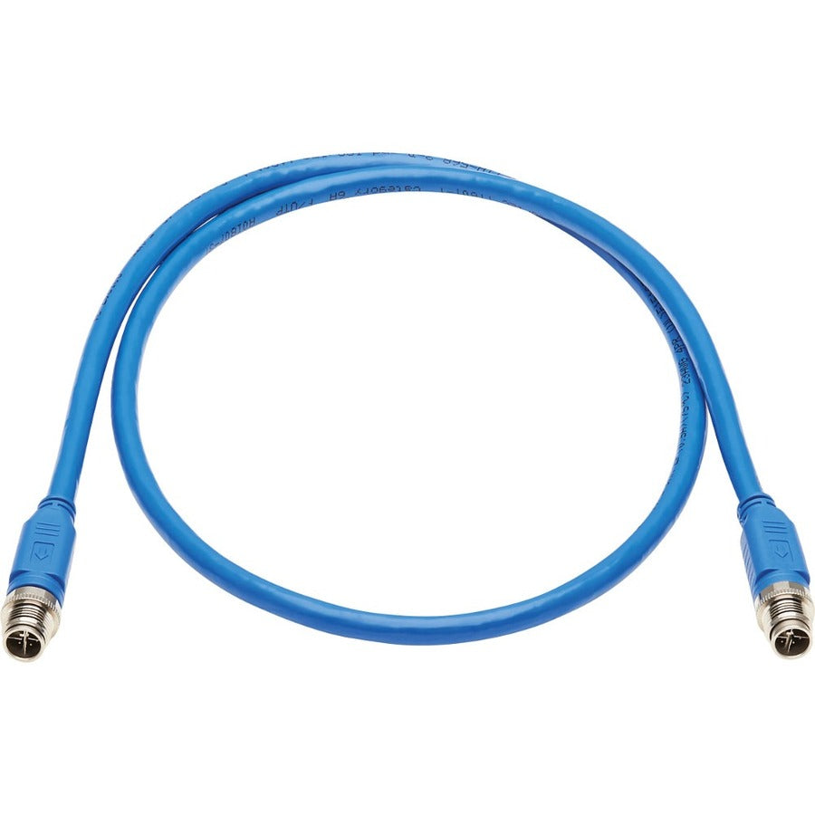 Tripp Lite by Eaton NM12-6A1-02M-BL M12 X-Code Cat6a 10G Ethernet Cable, M/M, Blue, 2 m (6.6 ft.) NM12-6A1-02M-BL