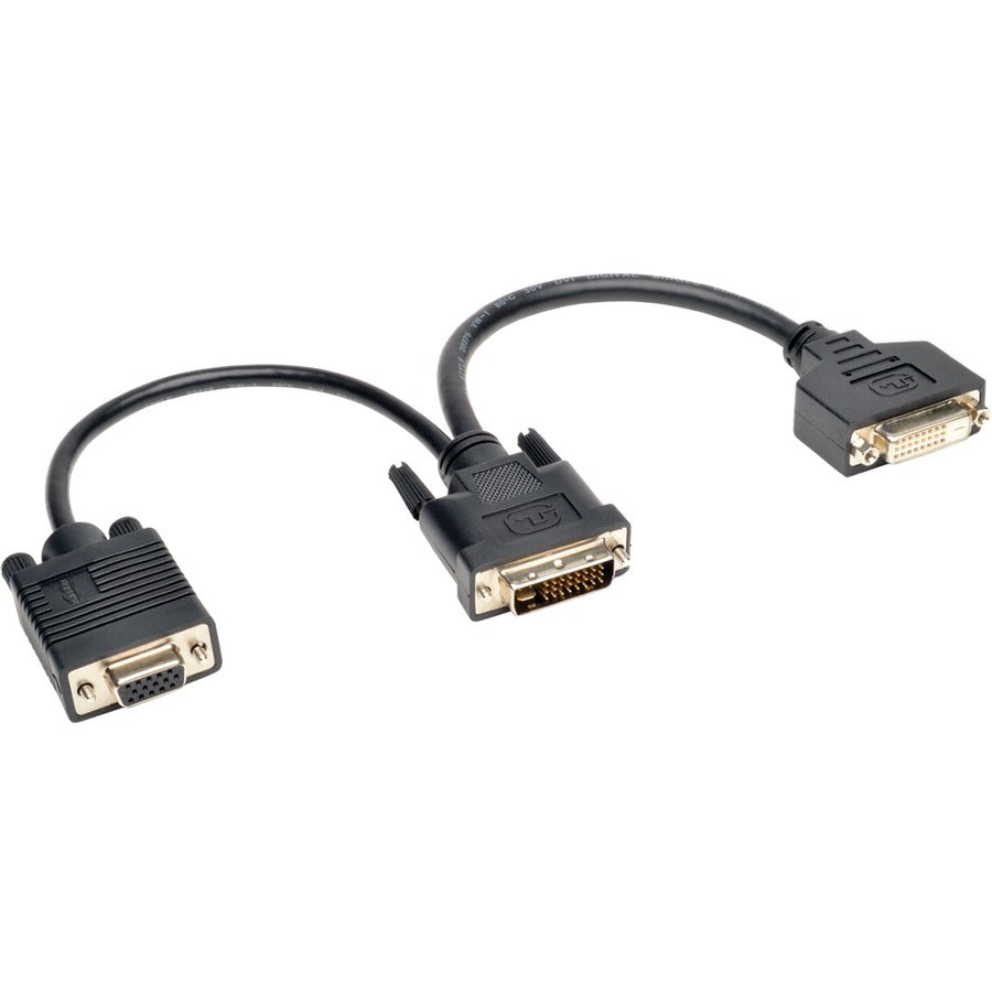 Tripp Lite 6in DVI Digital Y Splitter Cable DVI-I M to DVI-D F and HD15 F 6" P564-06N-DV