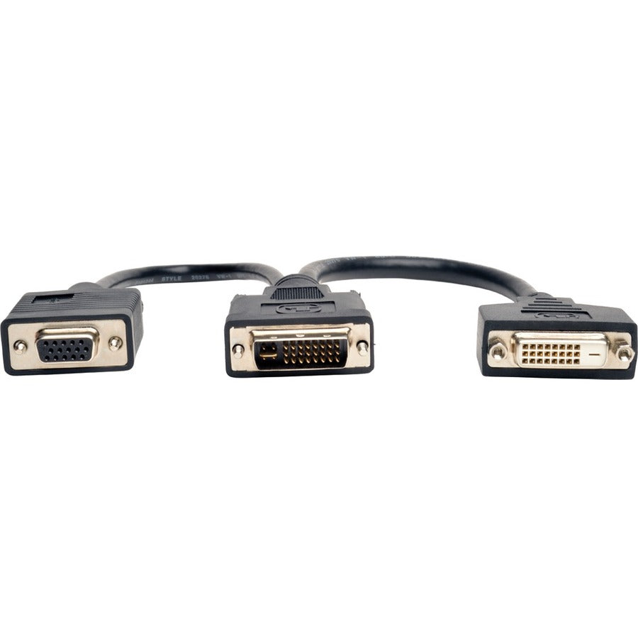 Tripp Lite 6in DVI Digital Y Splitter Cable DVI-I M to DVI-D F and HD15 F 6" P564-06N-DV