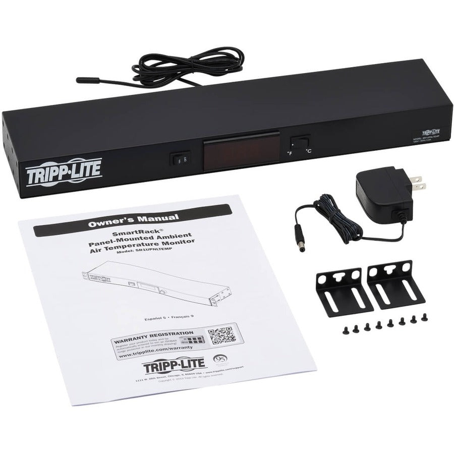 Tripp Lite by Eaton 1U Digital Temperature Sensor, Blanking Panel, LCD SR1UPNLTEMP