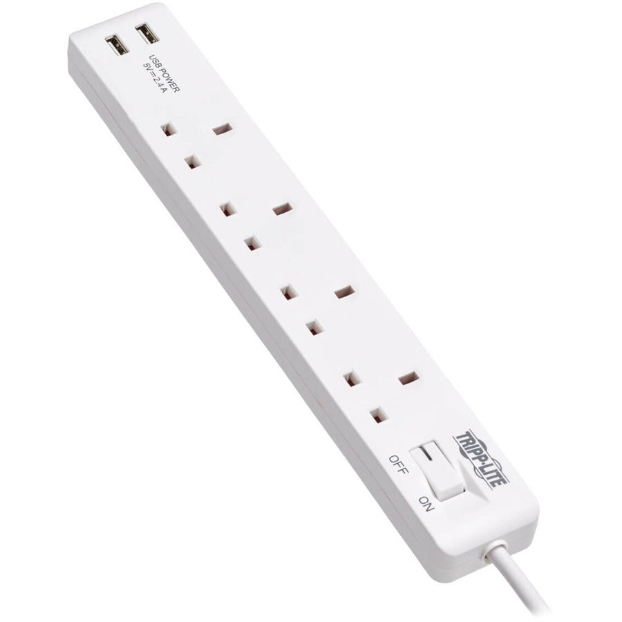 Tripp Lite by Eaton Protect It! PS4B18USBW 4-Outlets Power Strip PS4B18USBW