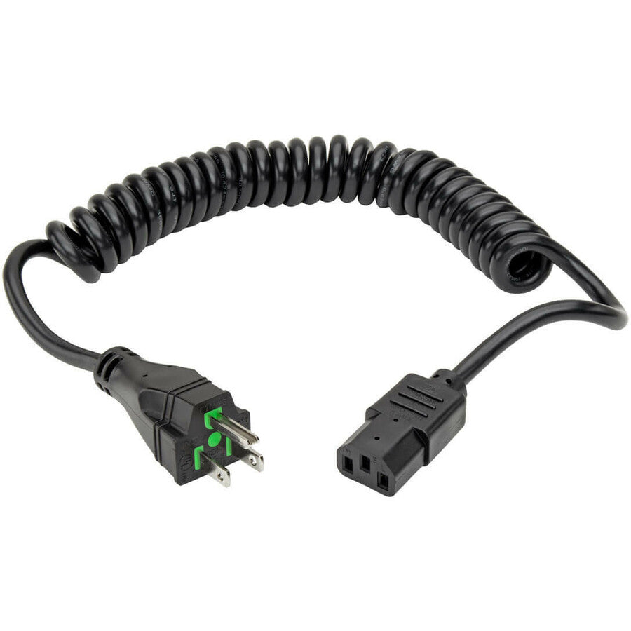 Tripp Lite 8ft Computer Power Cord Coiled Hospital Medical Cable 5-15P to C13 10A 18AWG 8' P006-C08-HG10