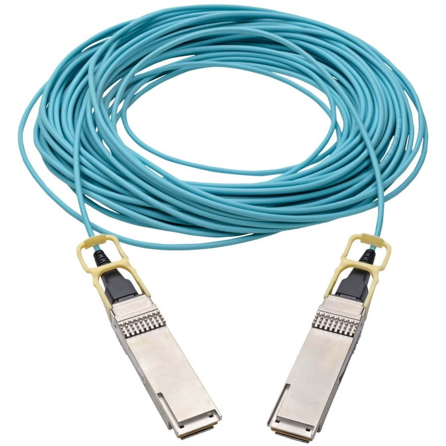 Tripp Lite by Eaton QSFP28 to QSFP28 Active Optical Cable - 100GbE, AOC, M/M, Aqua, 20 m (65.6 ft.) N28H-20M-AQ