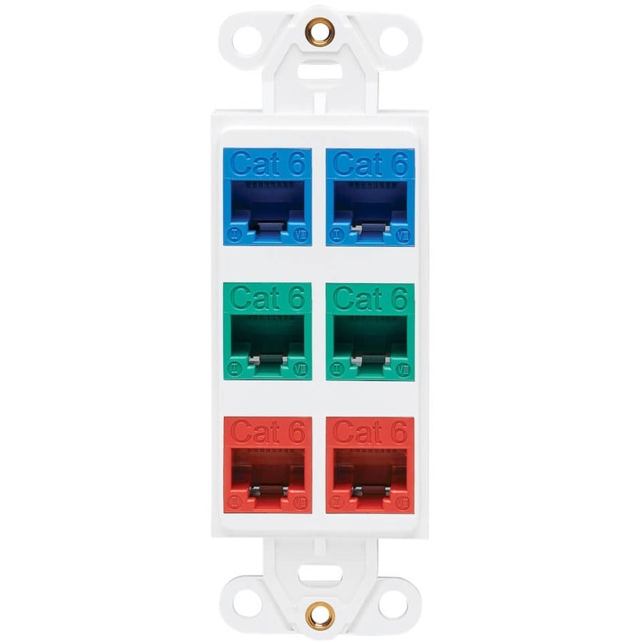 Insert de plaque centrale Tripp Lite by Eaton, style Decora – vertical, 6 ports N042D-006V-WH