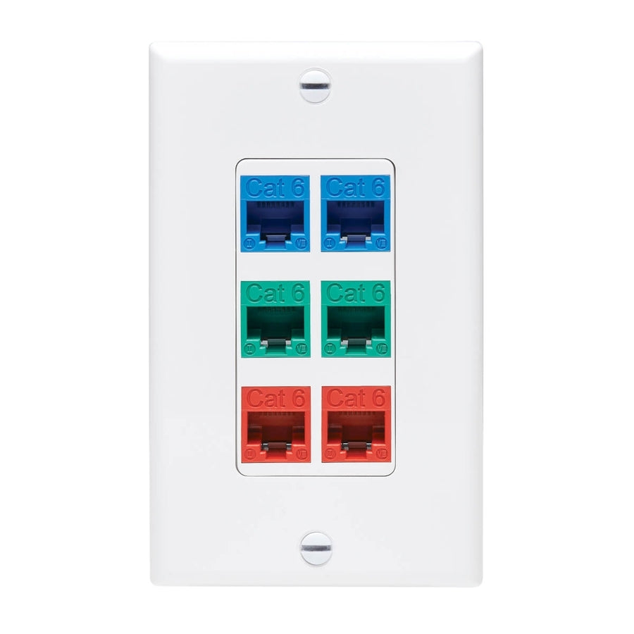 Insert de plaque centrale Tripp Lite by Eaton, style Decora – vertical, 6 ports N042D-006V-WH