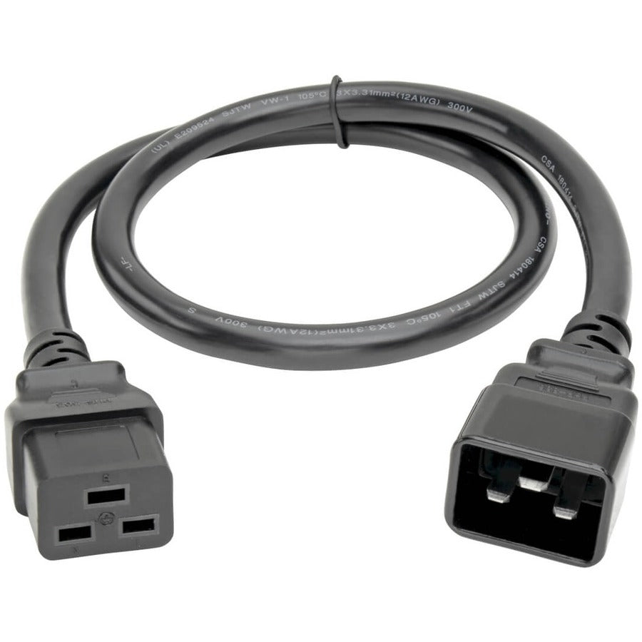 Tripp Lite 2ft Computer Power Cord Cable C19 to C20 Heavy Duty 20A 12AWG 2' P036-002