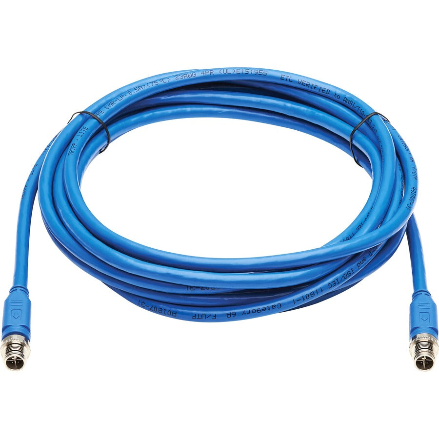 Tripp Lite by Eaton NM12-6A1-05M-BL M12 X-Code Cat6a 10G Ethernet Cable, M/M, Blue, 5 m (16.4 ft.) NM12-6A1-05M-BL